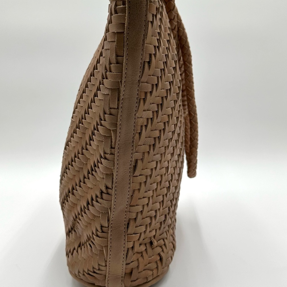 Woven Tote Shoulder Bag in Natural Tan - Picture 6 of 11